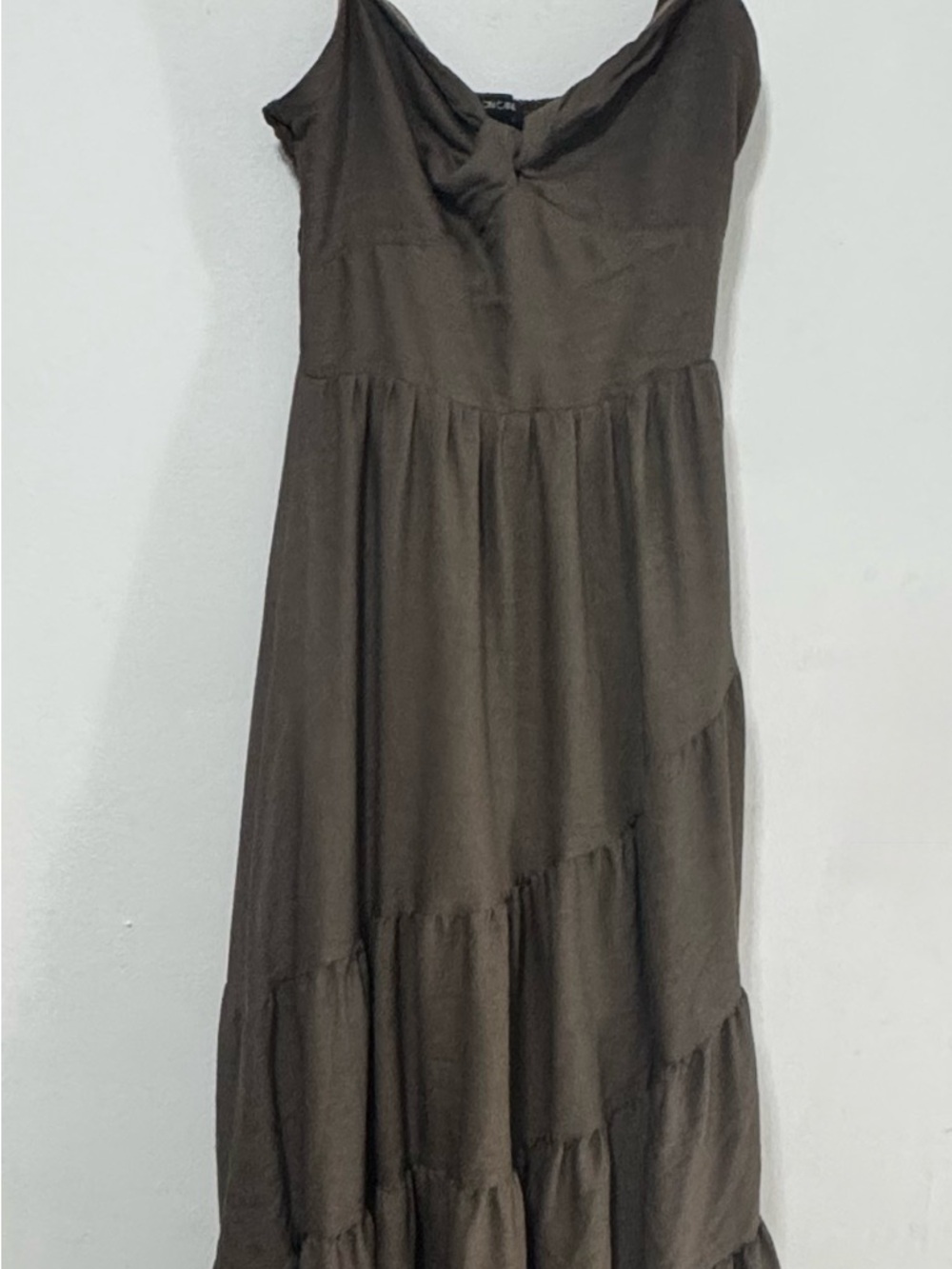 Cotton Candy Olive Tiered Maxi Dress with Twist Front